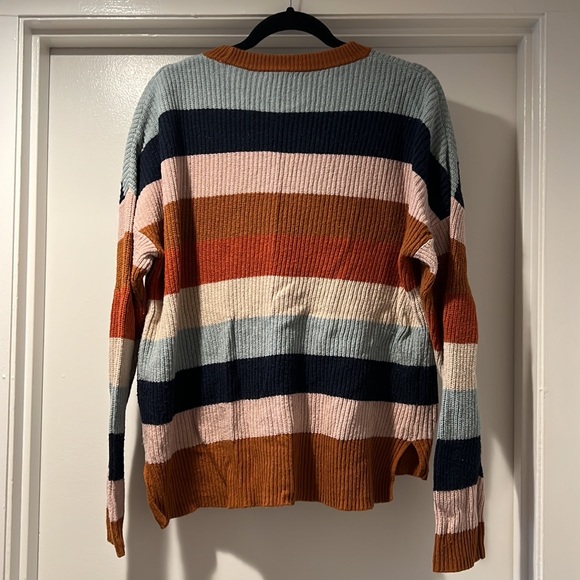 Madewell Thompson Pocket Pullover Sweater In Rainbow Stripe - Picture 5 of 5